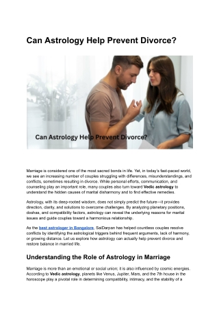 Can Astrology Help Prevent Divorce? | Best Astrologer in Bangalore Advice