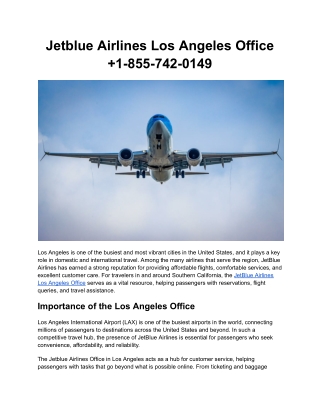 Jetblue Airlines Los Angeles Office  1-855-742-0149