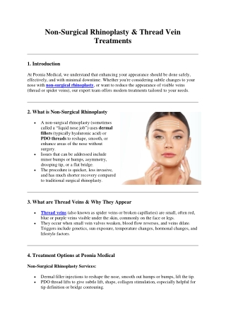Non-Surgical Rhinoplasty & Thread Vein Treatments