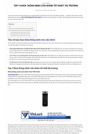 TOP 3 KHÓA THÔNG MINH CỬA NHÔM TỐT NHẤT THỊ TRƯỜNG
