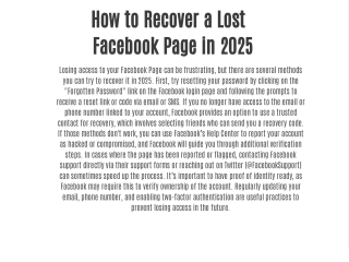 How to Recover a Lost Facebook Page in 2025