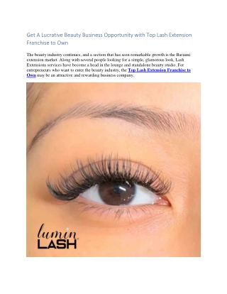 Get A Lucrative Beauty Business Opportunity with Top Lash Extension Franchise to Own
