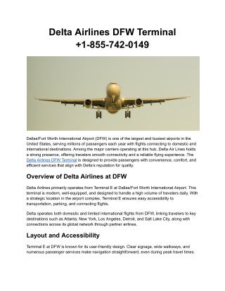 Delta Airlines DFW Terminal  1-855-742-0149