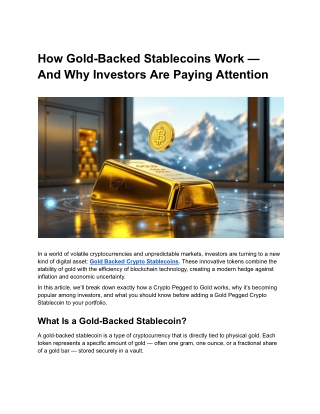 How Gold-Backed Stablecoins Work — And Why Investors Are Paying Attention (1)