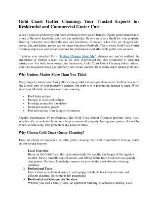 Gold Coast Gutter Cleaning: Your Trusted Experts for Residential and Commercial