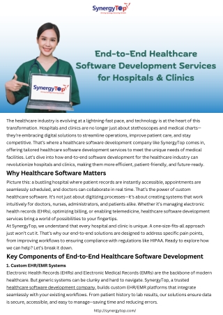 End-to-End Healthcare Software Development Services for Hospitals & Clinics