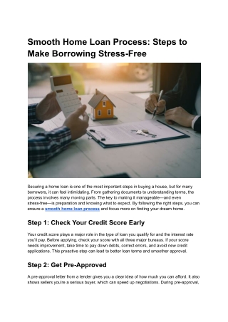 Smooth Home Loan process