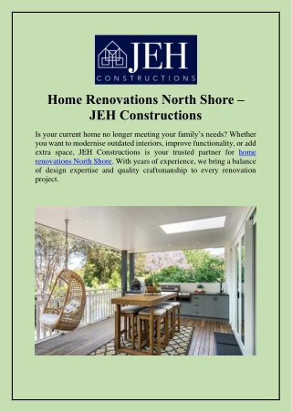 Home Renovations North Shore – JEH Constructions