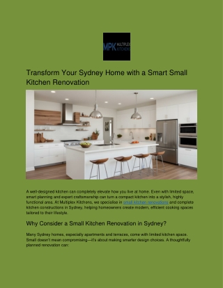 Transform Your Sydney Home with a Smart Small Kitchen Renovation