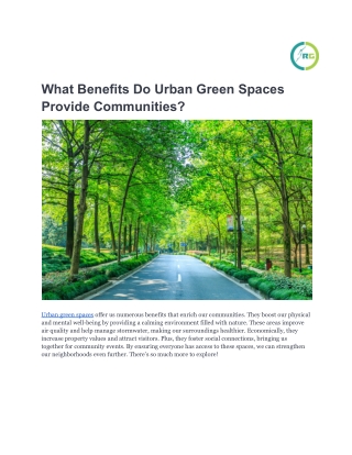 What Benefits Do Urban Green Spaces Provide Communities_