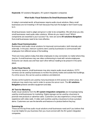 What Audio Visual Solutions Do Small Businesses Need_