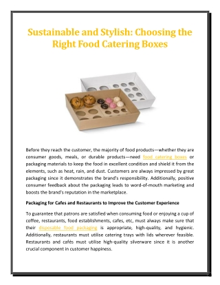Sustainable and Stylish Choosing the Right Food Catering Boxes