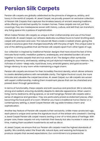 Persian Silk Carpets