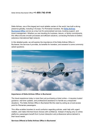 Delta Airlines Bucharest Office  1–855–742–0149