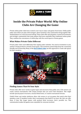 Inside the Private Poker World: Why Online Clubs Are Changing the Game