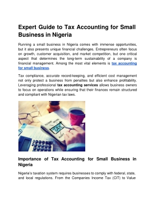 Expert Guide to Tax Accounting for Small Business in Nigeria