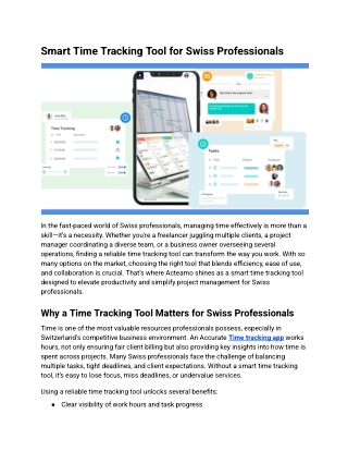 Smart Time Tracking Tool for Swiss Professionals