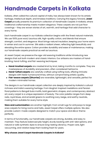 Handmade Carpets in Kolkata