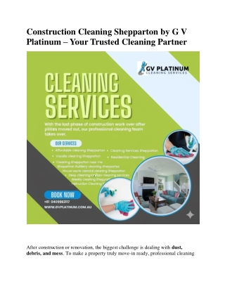 Construction Cleaning Shepparton by G V Platinum