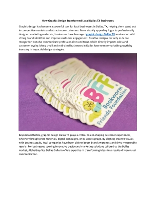 How Graphic Design Transformed Local Dallas TX Businesses