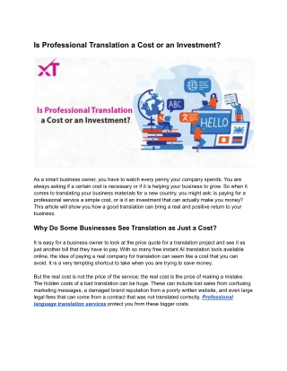 Is Professional Translation a Cost or an Investment?