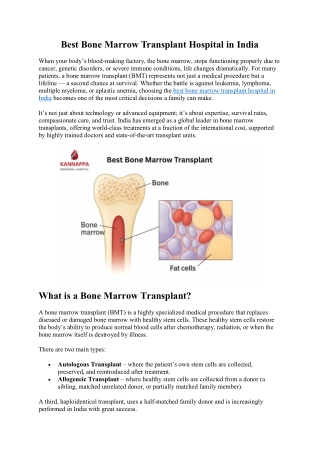 Best Bone Marrow Transplant Hospital in India