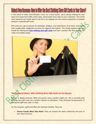 Unlock New Revenue:How to Offer the Best Clothing Store Gift Cards in Your Store