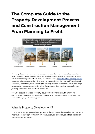 The Complete Guide to the Property Development and Construction Management
