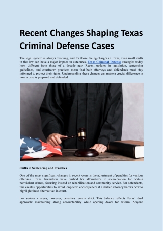 Recent Changes Shaping Texas Criminal Defense Cases