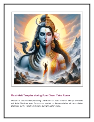 Must-Visit Temples during Chardham Yatra