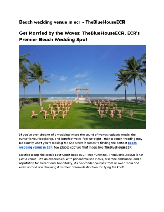Beach wedding venue in ecr