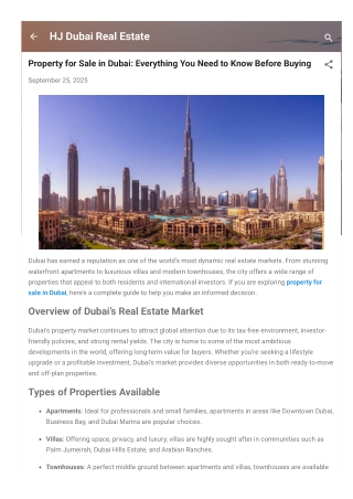 Property for Sale in Dubai Everything You Need to Know Before Buying