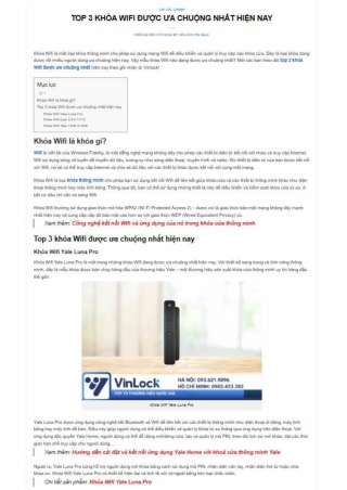 TOP 3 KHÓA WIFI ĐƯỢC ƯA CHUỘNG NHẤT HIỆN NAY