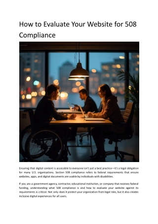 How to Evaluate Your Website for 508 Compliance
