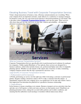 Elevating Business Travel with Corporate Transportation Services