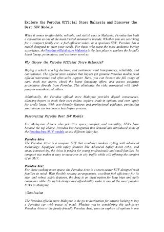 Our Perodua Showroom Near KL – A Seamless Car Buying Experience