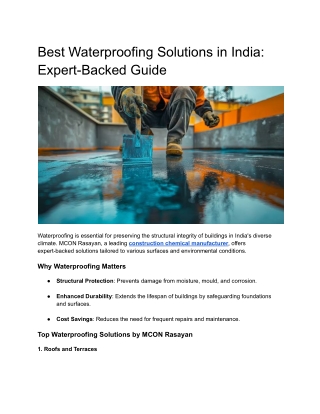 Best Waterproofing Solutions in India_ Expert-Backed Guide