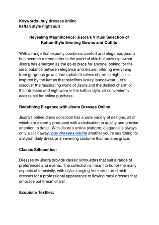 Revealing Magnificence: Jisora's Virtual Selection of Kaftan-Style Evening Gowns