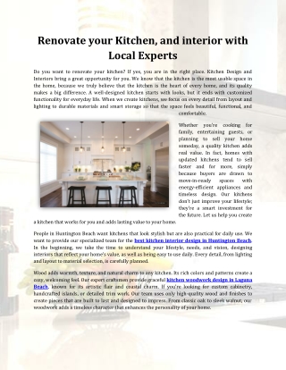 Renovate your Kitchen, and interior with Local Experts
