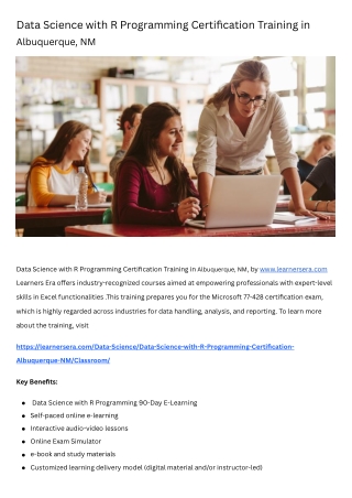 Data Science with R Programming Certification Training in Albuquerque, NM