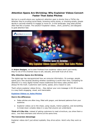 Why Explainer Videos Convert Faster Than Sales Pitches