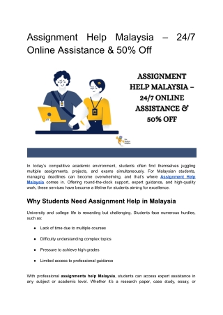 Assignment Help Malaysia – 24_7 Online Assistance & 50% Off