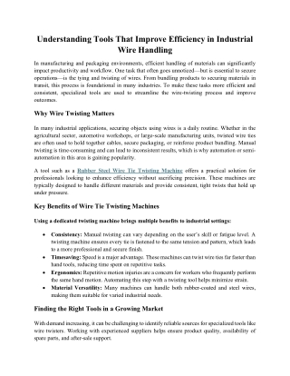 Understanding Tools That Improve Efficiency in Industrial Wire Handling 