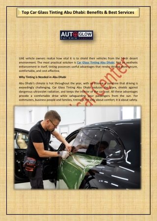 Top Car Glass Tinting Abu Dhabi: Benefits & Best Services