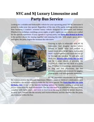 NYC and NJ Luxury Limousine and Party Bus Service