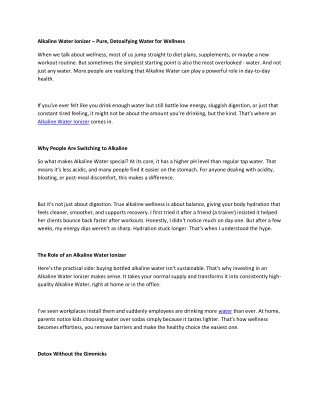 Alkaline Water Ionizer