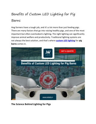 Benefits of Custom LED Lighting for Pig Barns