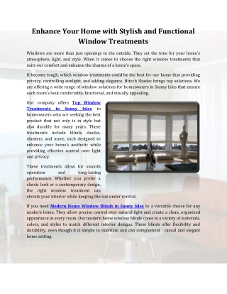 Enhance Your Home with Stylish and Functional Window Treatments