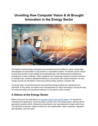 Unveiling How AI & Computer Vision are Transforming the Energy Sector