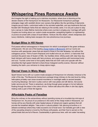 Whispering Pines Romance Awaits